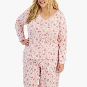 Charter Club of Macys 2X BRAND NEW Pretty Cotton Plus Size Pajama Set Pink